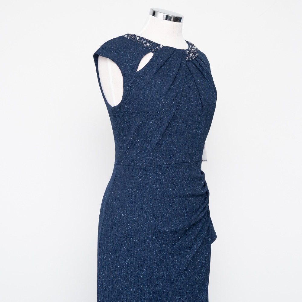 SLNY‎ - Beaded Neckline Faux Wrap Gown - Picture 7 of 14